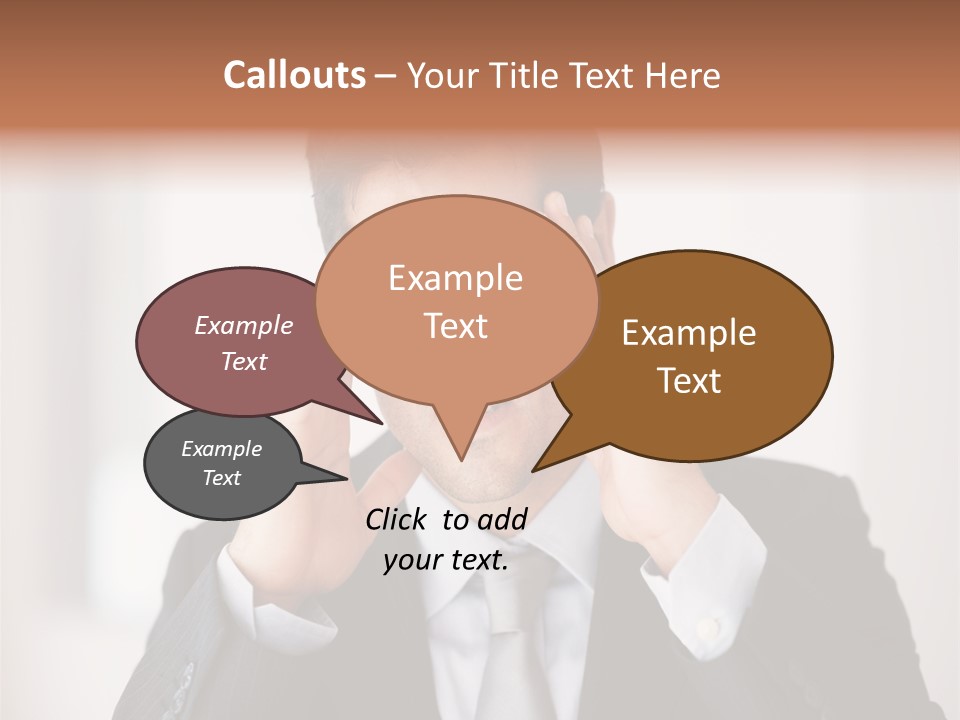 A Man In A Suit Holding His Hands To His Ears PowerPoint Template