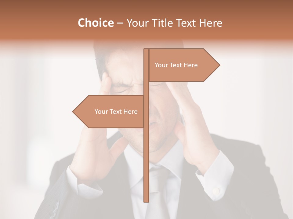 A Man In A Suit Holding His Hands To His Ears PowerPoint Template