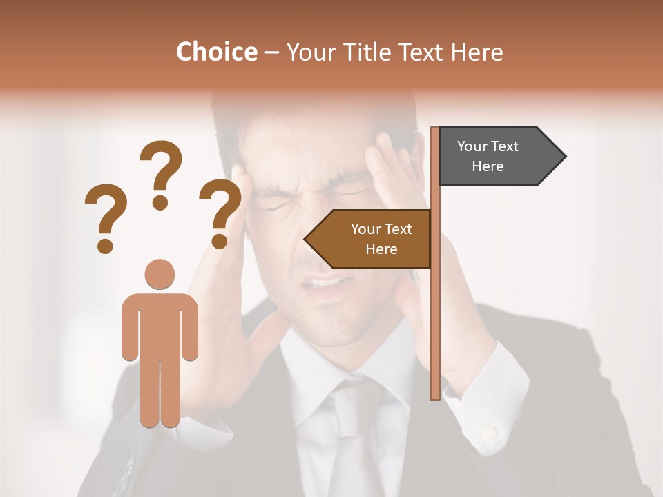 A Man In A Suit Holding His Hands To His Ears PowerPoint Template