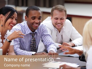 Businesspeople Writing Notebook PowerPoint Template