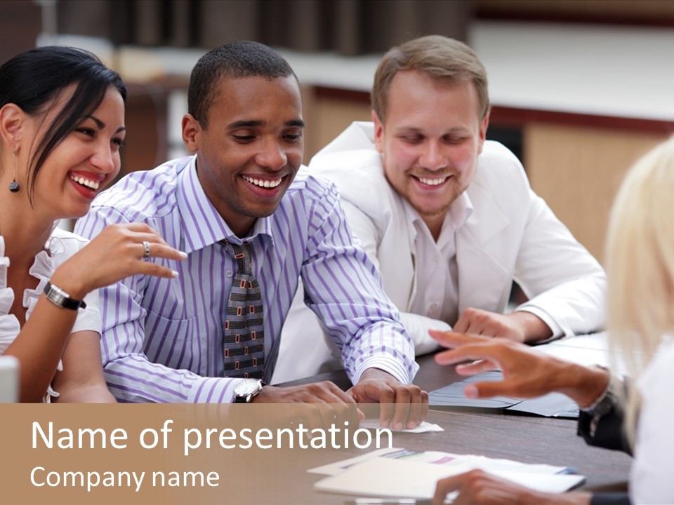 Businesspeople Writing Notebook PowerPoint Template