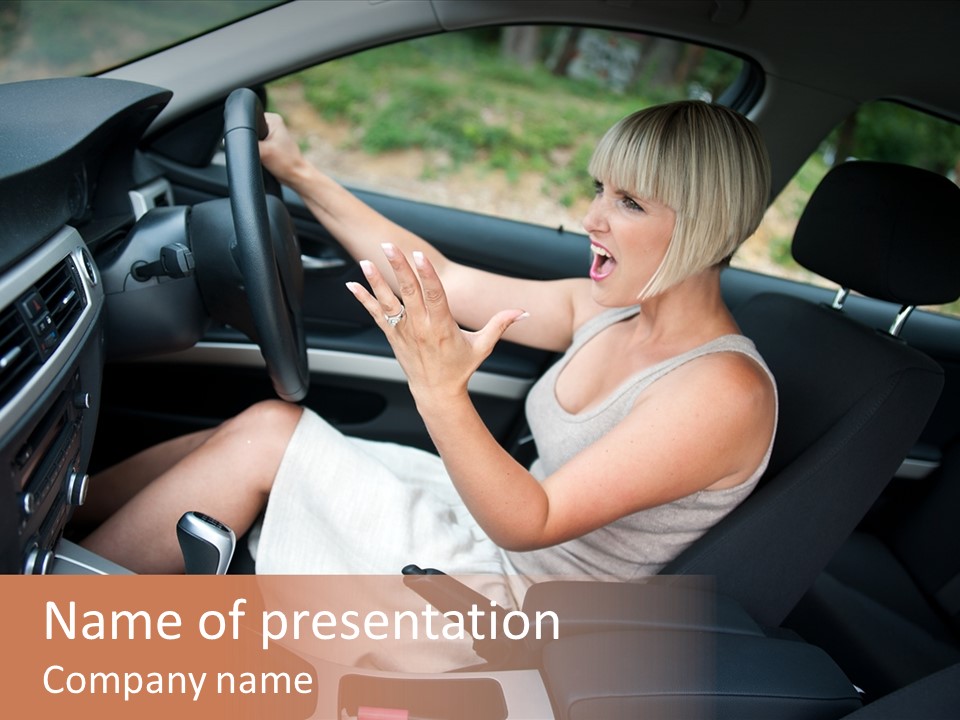 Shout Female Motorist PowerPoint Template