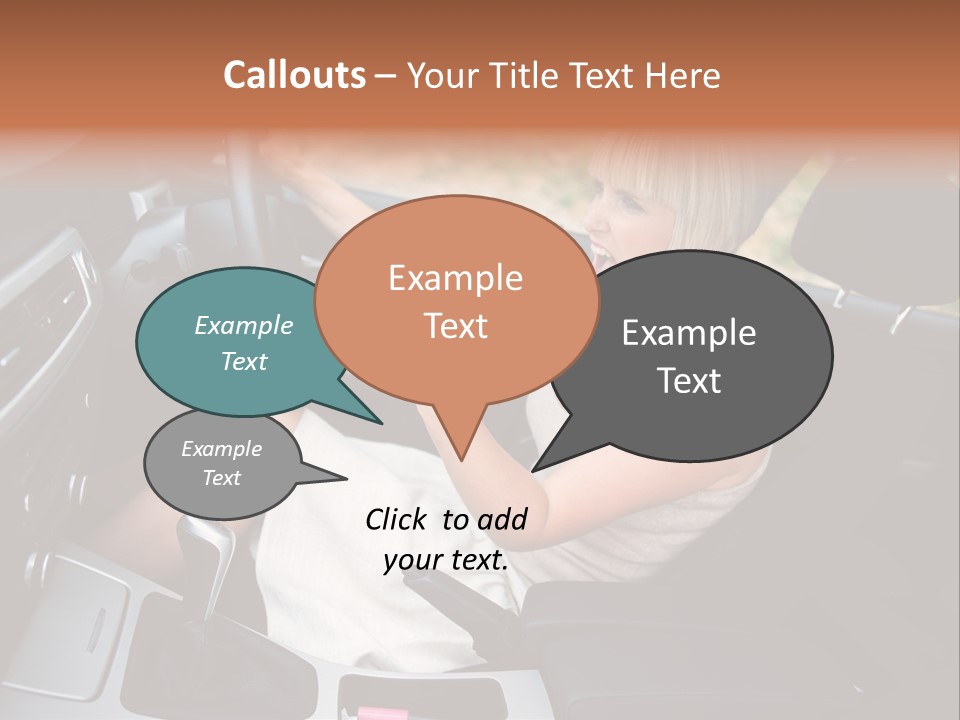 Shout Female Motorist PowerPoint Template