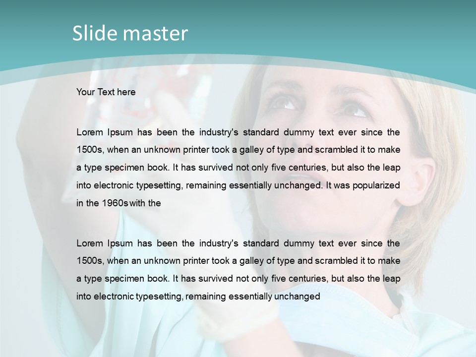 A Woman In A Blue Shirt Is Holding A Plastic Bag PowerPoint Template