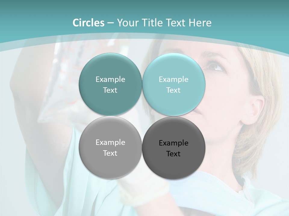 A Woman In A Blue Shirt Is Holding A Plastic Bag PowerPoint Template