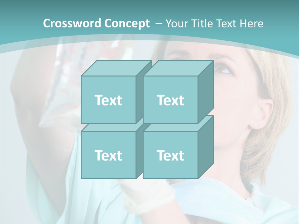 A Woman In A Blue Shirt Is Holding A Plastic Bag PowerPoint Template