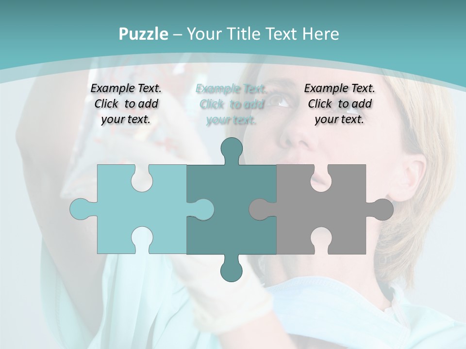 A Woman In A Blue Shirt Is Holding A Plastic Bag PowerPoint Template