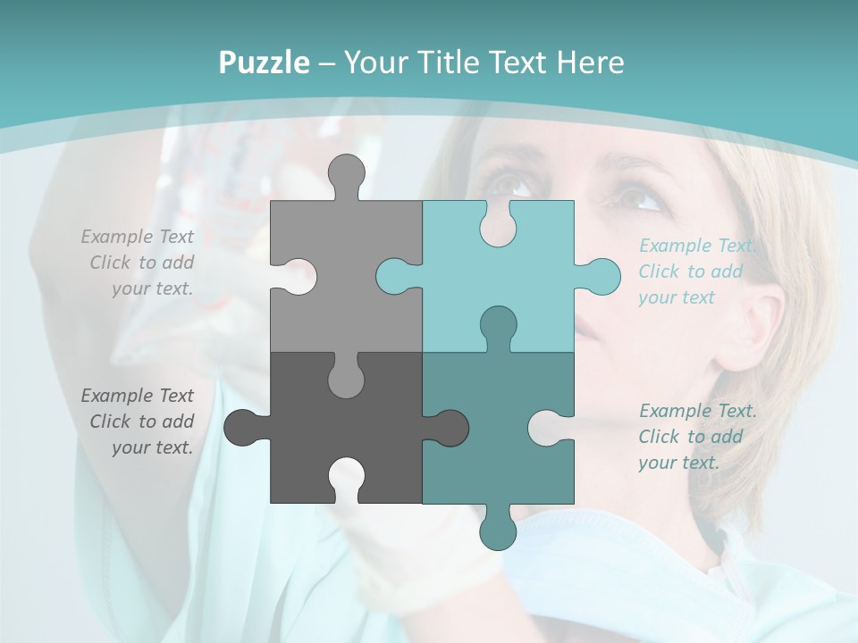 A Woman In A Blue Shirt Is Holding A Plastic Bag PowerPoint Template