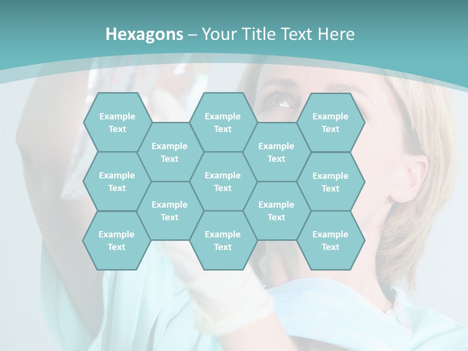 A Woman In A Blue Shirt Is Holding A Plastic Bag PowerPoint Template