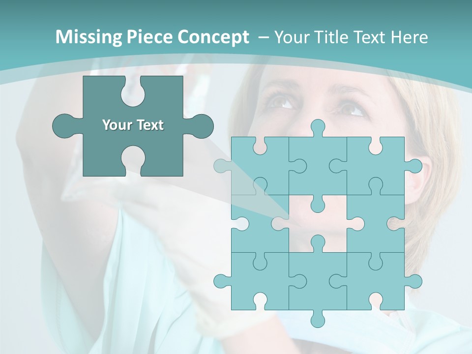 A Woman In A Blue Shirt Is Holding A Plastic Bag PowerPoint Template