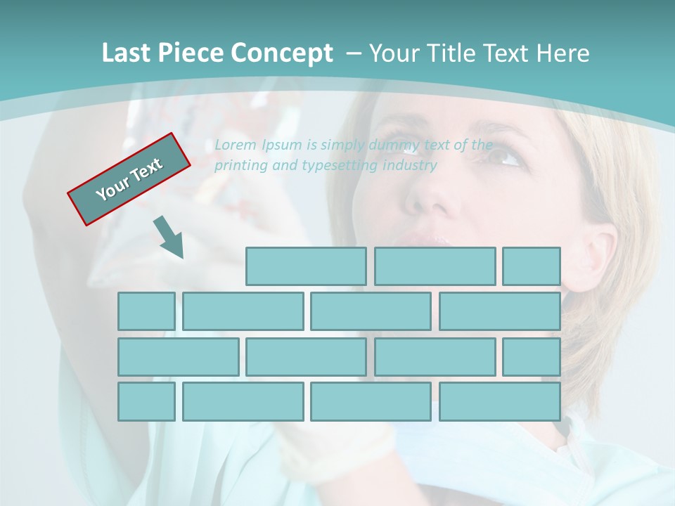 A Woman In A Blue Shirt Is Holding A Plastic Bag PowerPoint Template