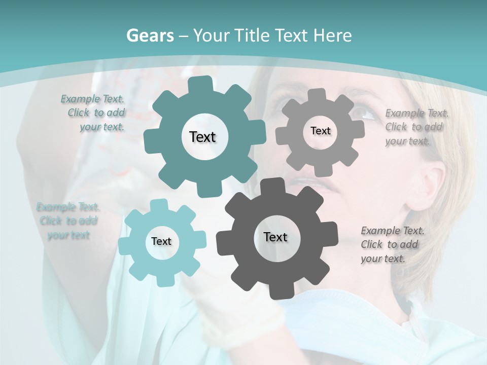 A Woman In A Blue Shirt Is Holding A Plastic Bag PowerPoint Template