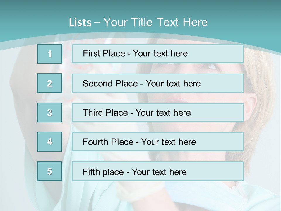 A Woman In A Blue Shirt Is Holding A Plastic Bag PowerPoint Template