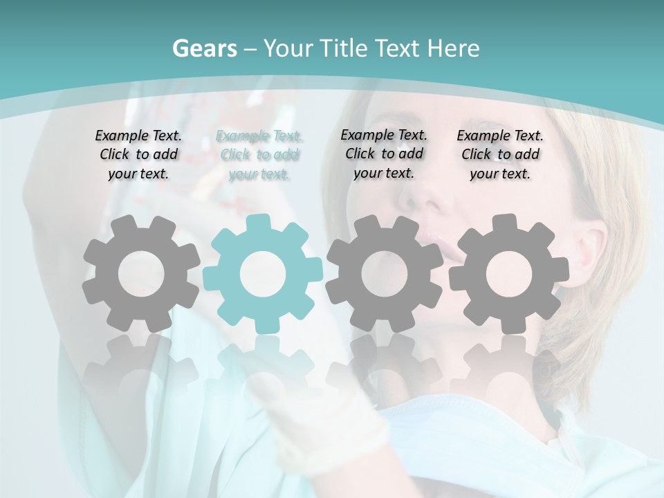 A Woman In A Blue Shirt Is Holding A Plastic Bag PowerPoint Template