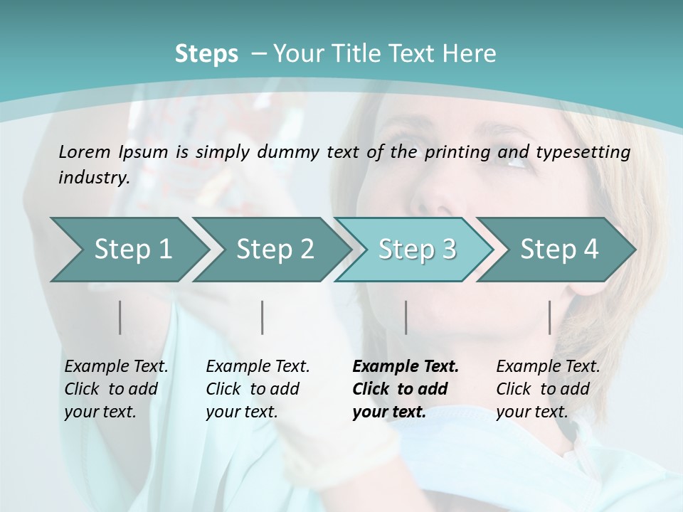 A Woman In A Blue Shirt Is Holding A Plastic Bag PowerPoint Template