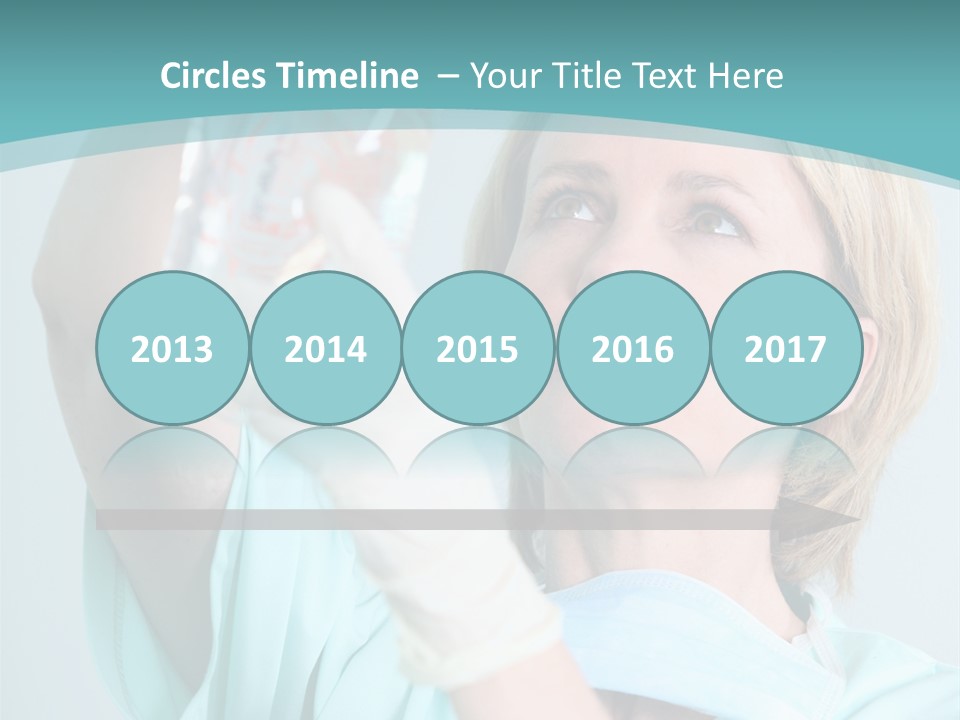 A Woman In A Blue Shirt Is Holding A Plastic Bag PowerPoint Template