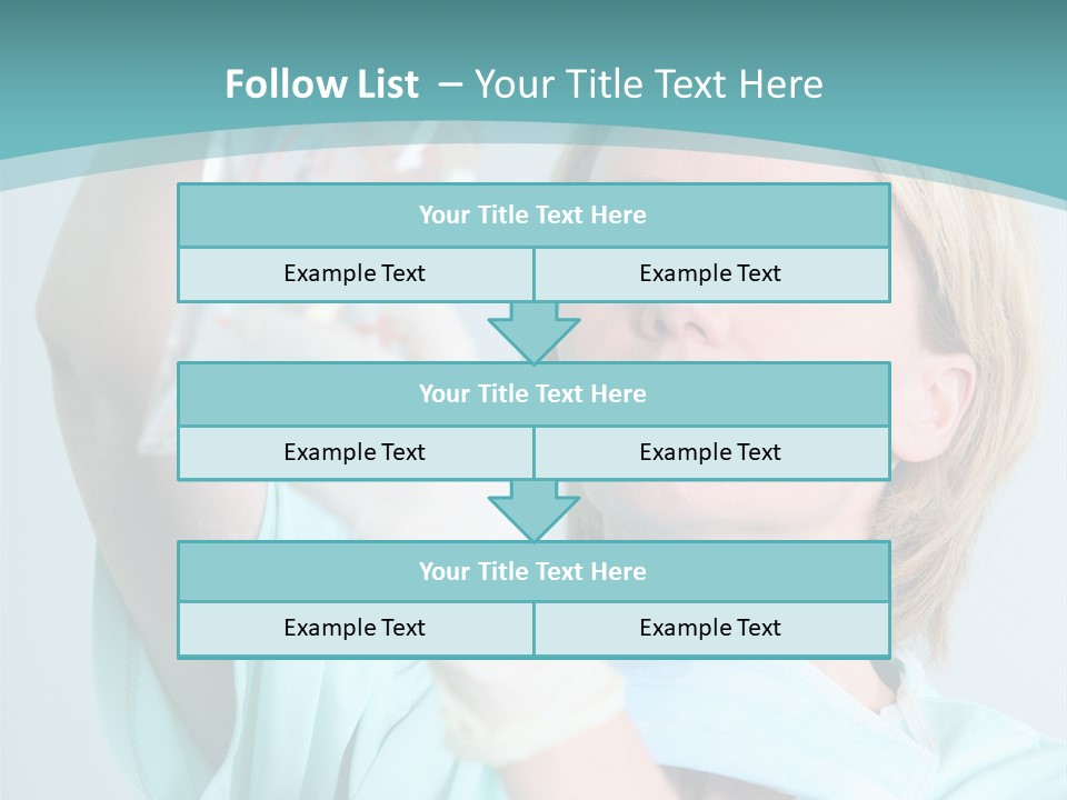 A Woman In A Blue Shirt Is Holding A Plastic Bag PowerPoint Template