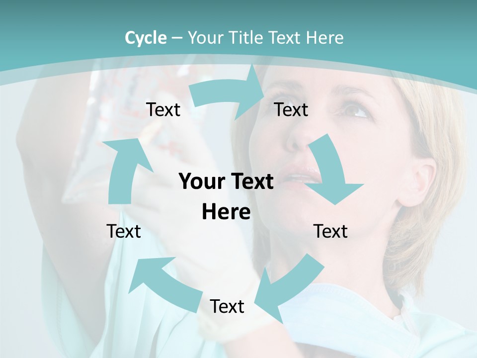 A Woman In A Blue Shirt Is Holding A Plastic Bag PowerPoint Template