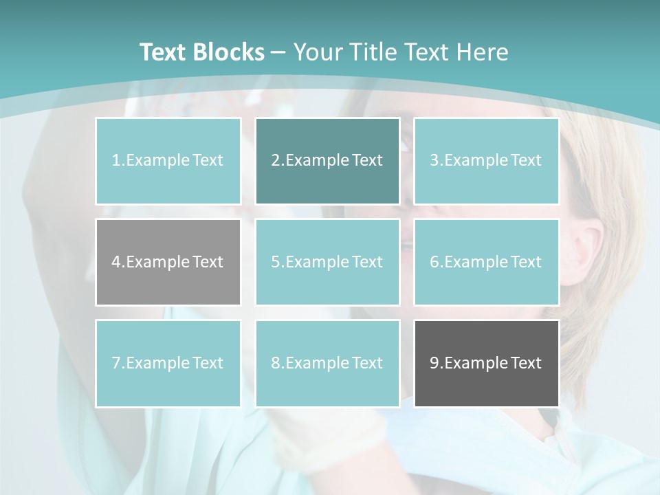 A Woman In A Blue Shirt Is Holding A Plastic Bag PowerPoint Template