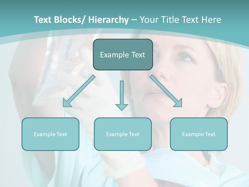 A Woman In A Blue Shirt Is Holding A Plastic Bag PowerPoint Template