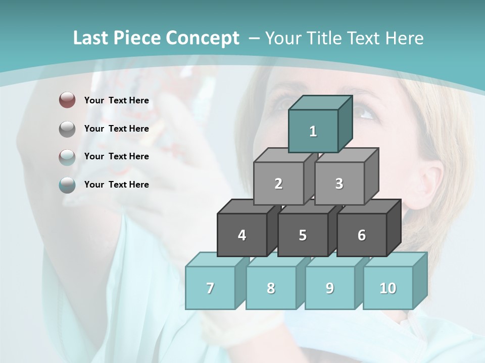 A Woman In A Blue Shirt Is Holding A Plastic Bag PowerPoint Template