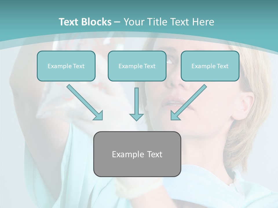 A Woman In A Blue Shirt Is Holding A Plastic Bag PowerPoint Template