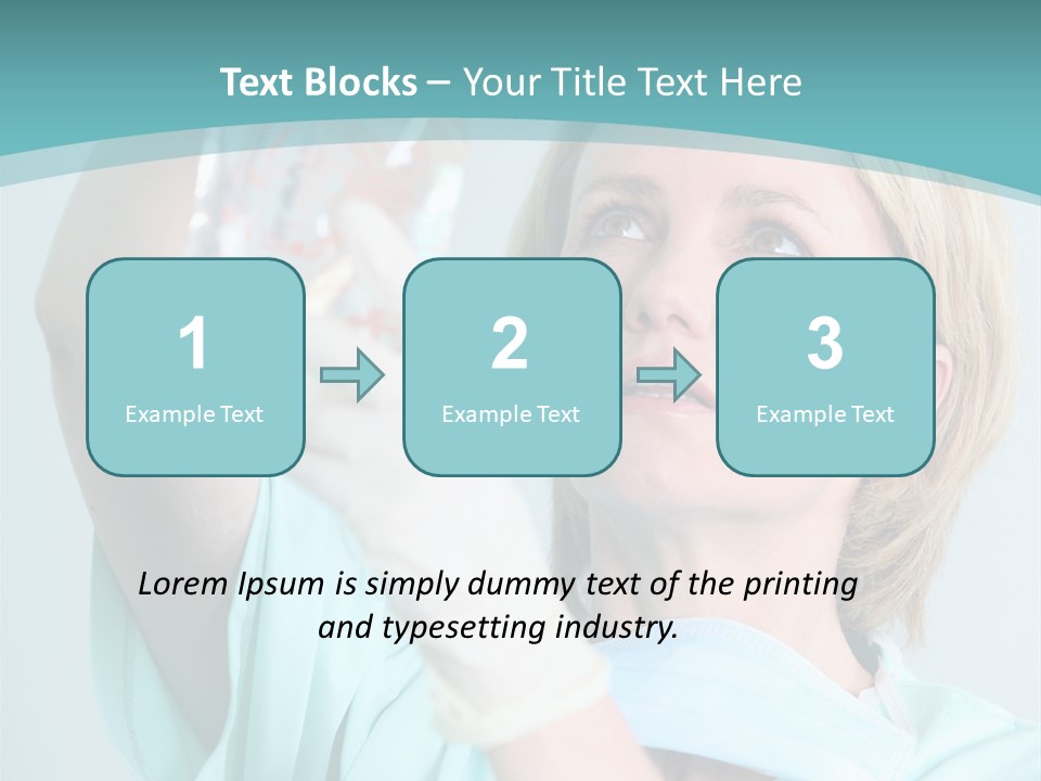 A Woman In A Blue Shirt Is Holding A Plastic Bag PowerPoint Template