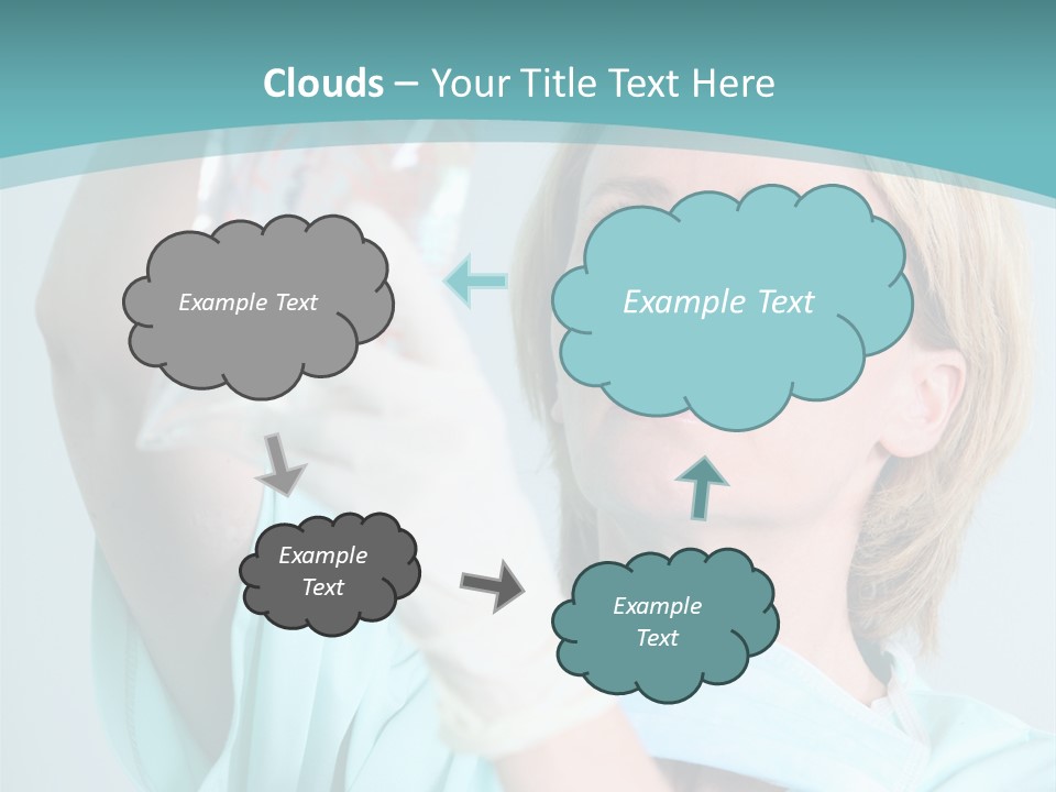 A Woman In A Blue Shirt Is Holding A Plastic Bag PowerPoint Template