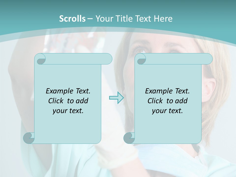 A Woman In A Blue Shirt Is Holding A Plastic Bag PowerPoint Template