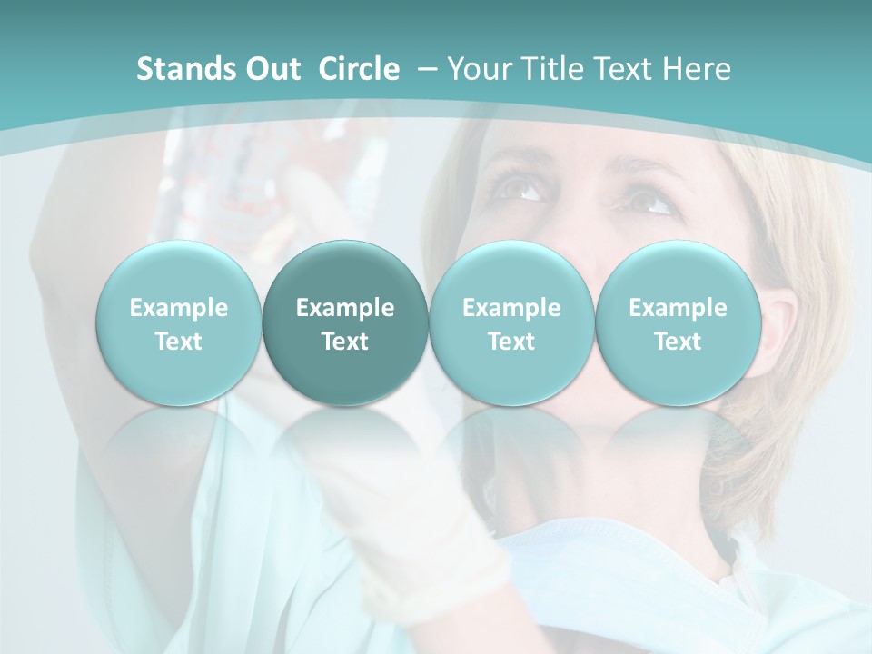 A Woman In A Blue Shirt Is Holding A Plastic Bag PowerPoint Template