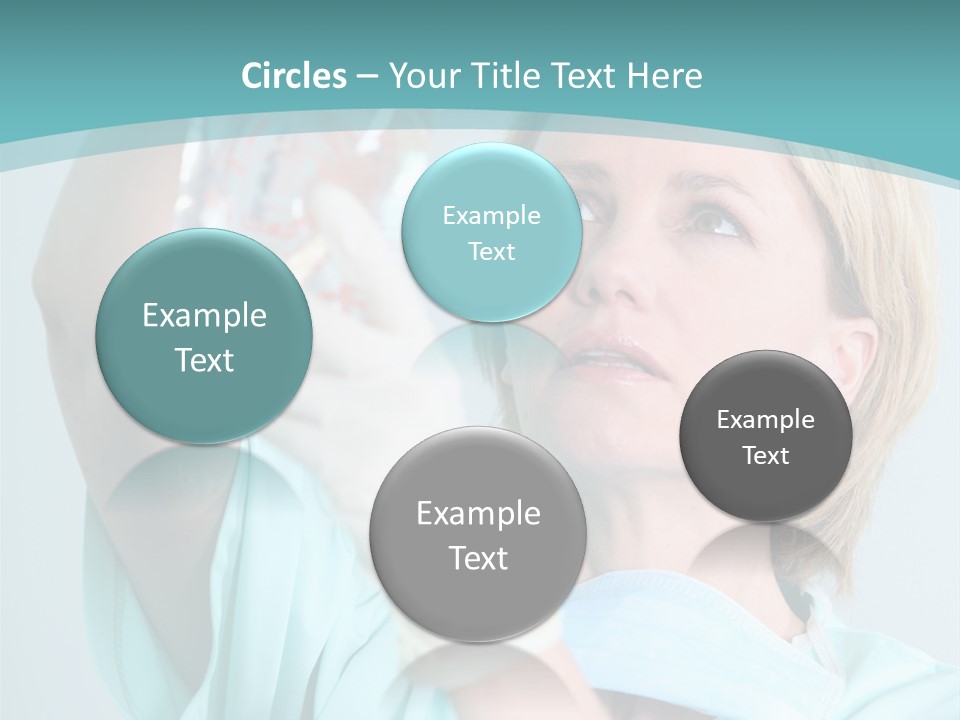 A Woman In A Blue Shirt Is Holding A Plastic Bag PowerPoint Template