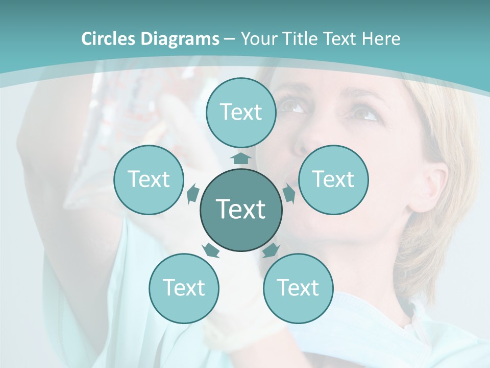 A Woman In A Blue Shirt Is Holding A Plastic Bag PowerPoint Template