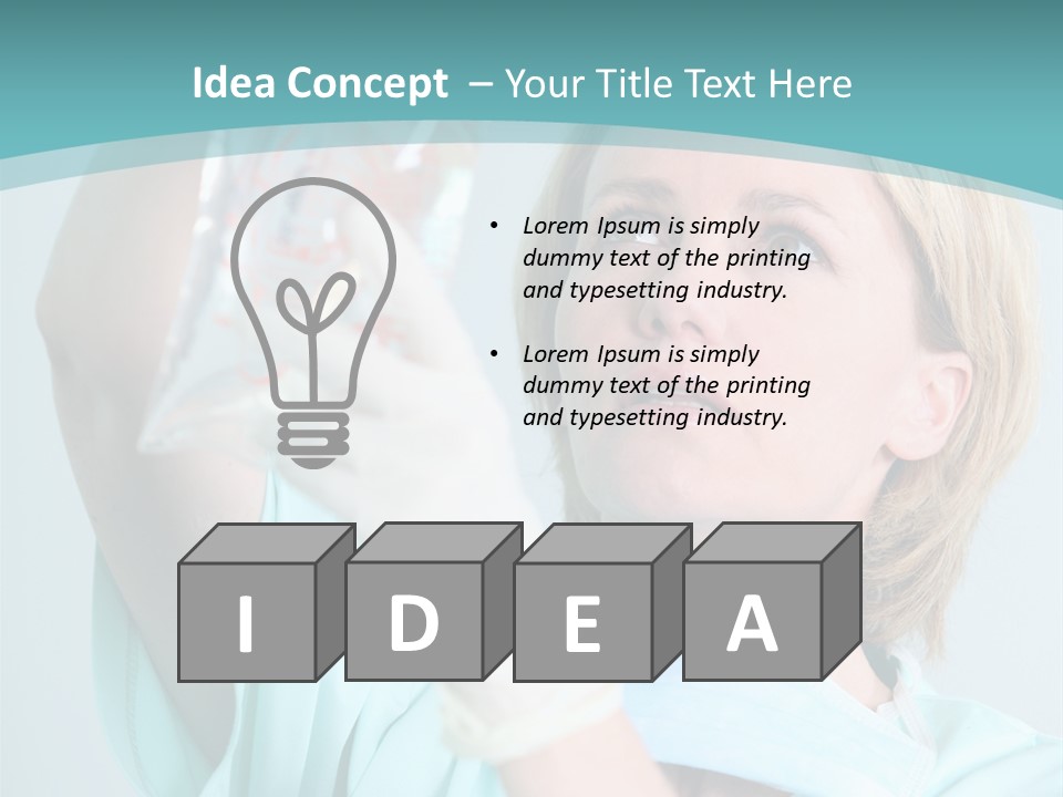 A Woman In A Blue Shirt Is Holding A Plastic Bag PowerPoint Template