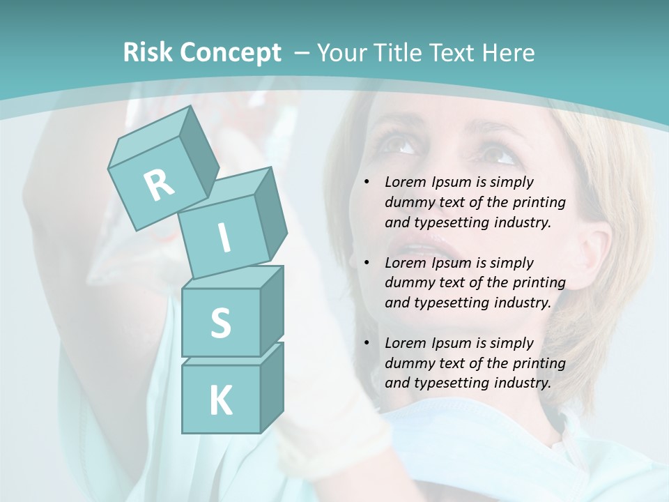 A Woman In A Blue Shirt Is Holding A Plastic Bag PowerPoint Template