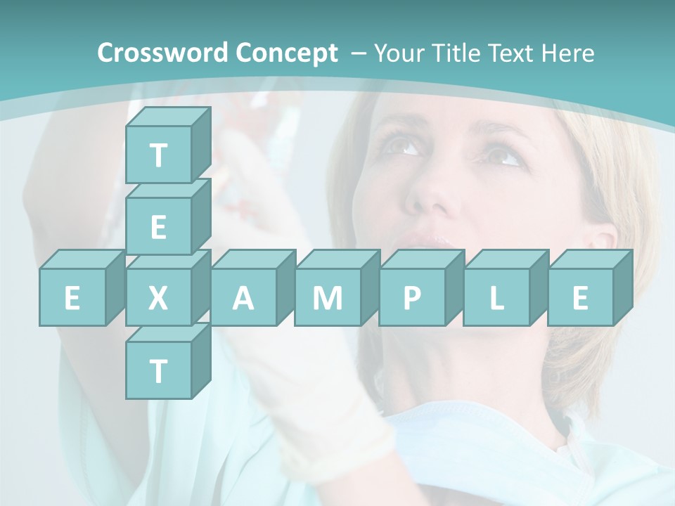 A Woman In A Blue Shirt Is Holding A Plastic Bag PowerPoint Template