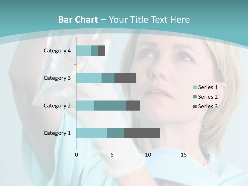 A Woman In A Blue Shirt Is Holding A Plastic Bag PowerPoint Template