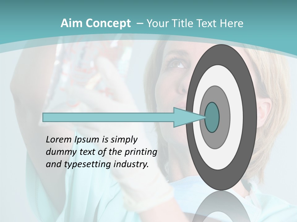 A Woman In A Blue Shirt Is Holding A Plastic Bag PowerPoint Template