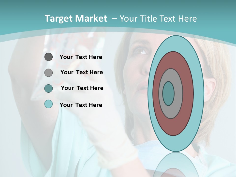 A Woman In A Blue Shirt Is Holding A Plastic Bag PowerPoint Template