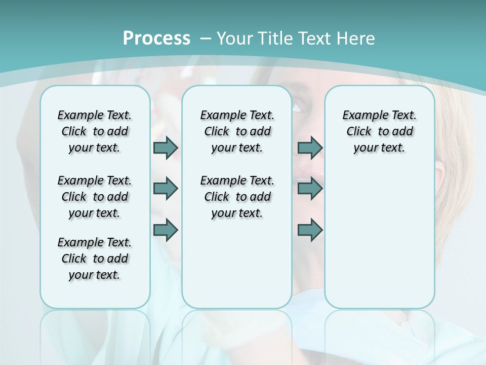 A Woman In A Blue Shirt Is Holding A Plastic Bag PowerPoint Template