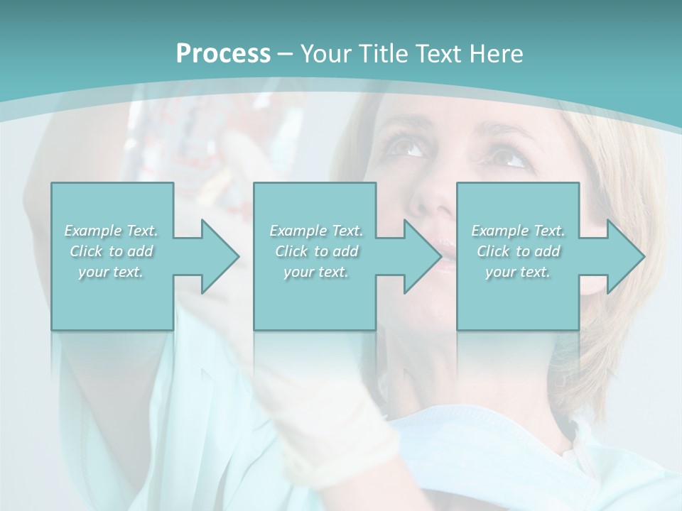 A Woman In A Blue Shirt Is Holding A Plastic Bag PowerPoint Template