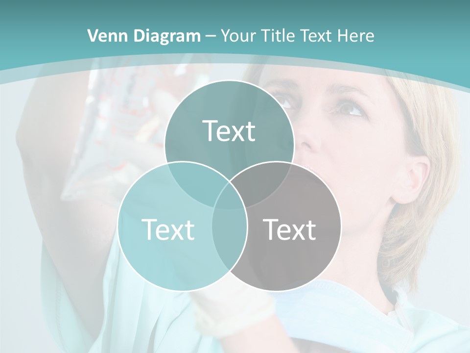 A Woman In A Blue Shirt Is Holding A Plastic Bag PowerPoint Template