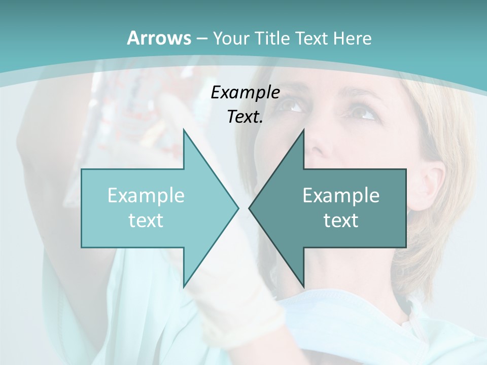 A Woman In A Blue Shirt Is Holding A Plastic Bag PowerPoint Template