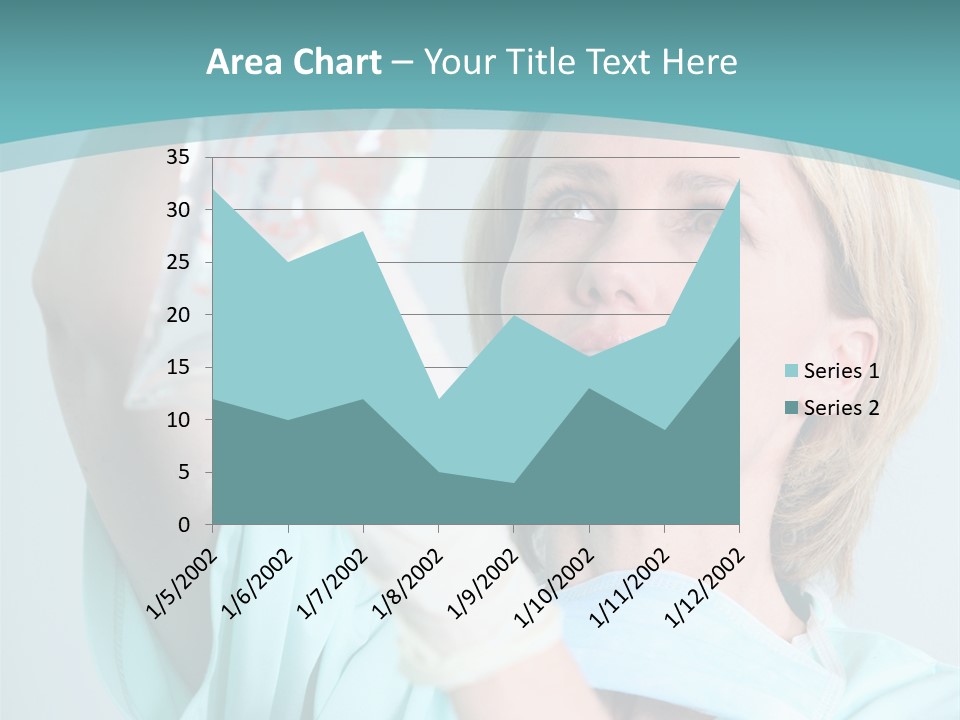 A Woman In A Blue Shirt Is Holding A Plastic Bag PowerPoint Template