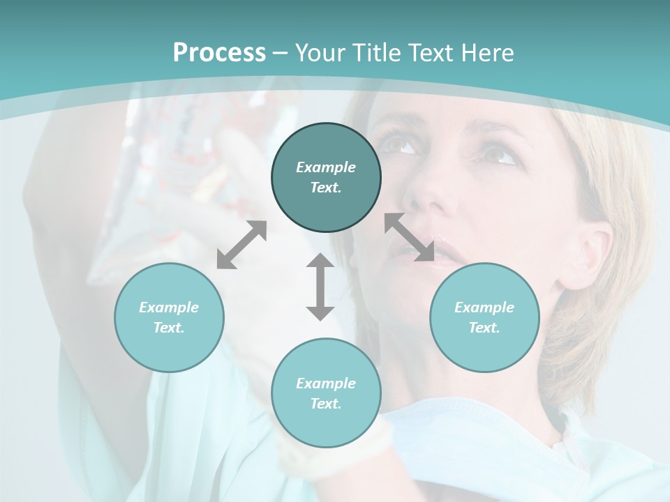 A Woman In A Blue Shirt Is Holding A Plastic Bag PowerPoint Template