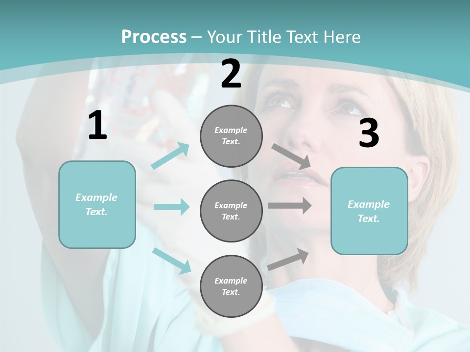 A Woman In A Blue Shirt Is Holding A Plastic Bag PowerPoint Template