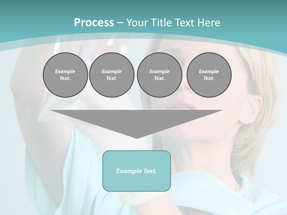 A Woman In A Blue Shirt Is Holding A Plastic Bag PowerPoint Template