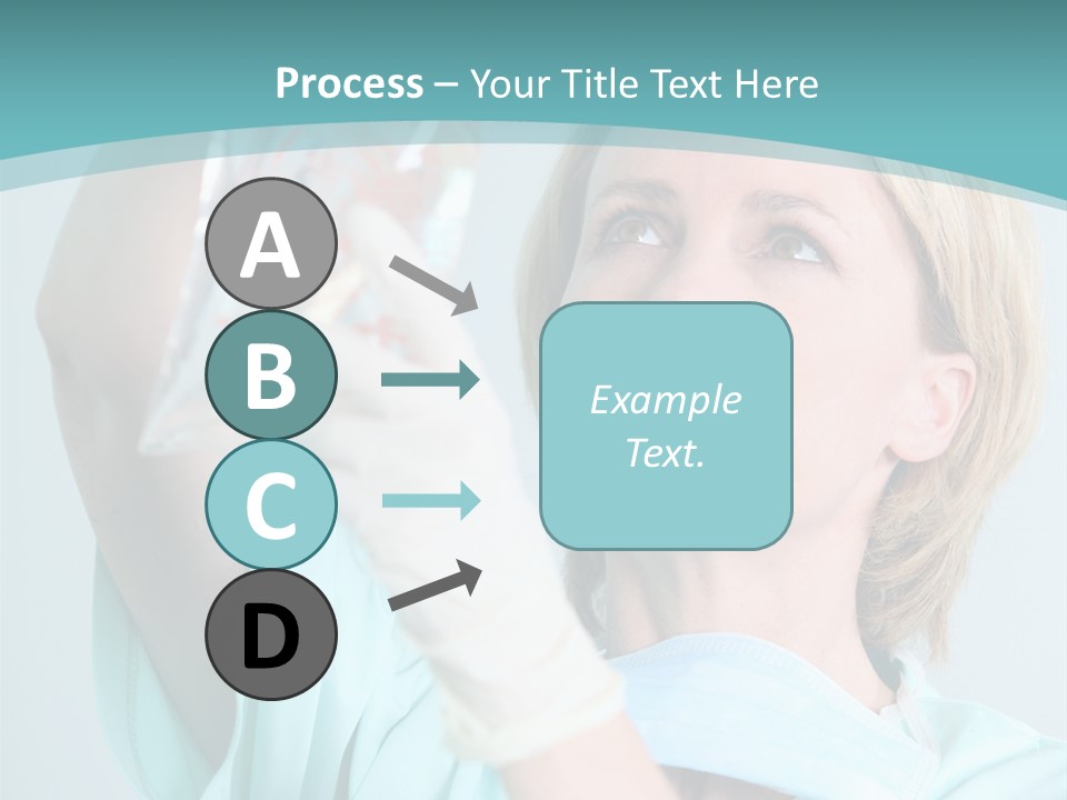 A Woman In A Blue Shirt Is Holding A Plastic Bag PowerPoint Template