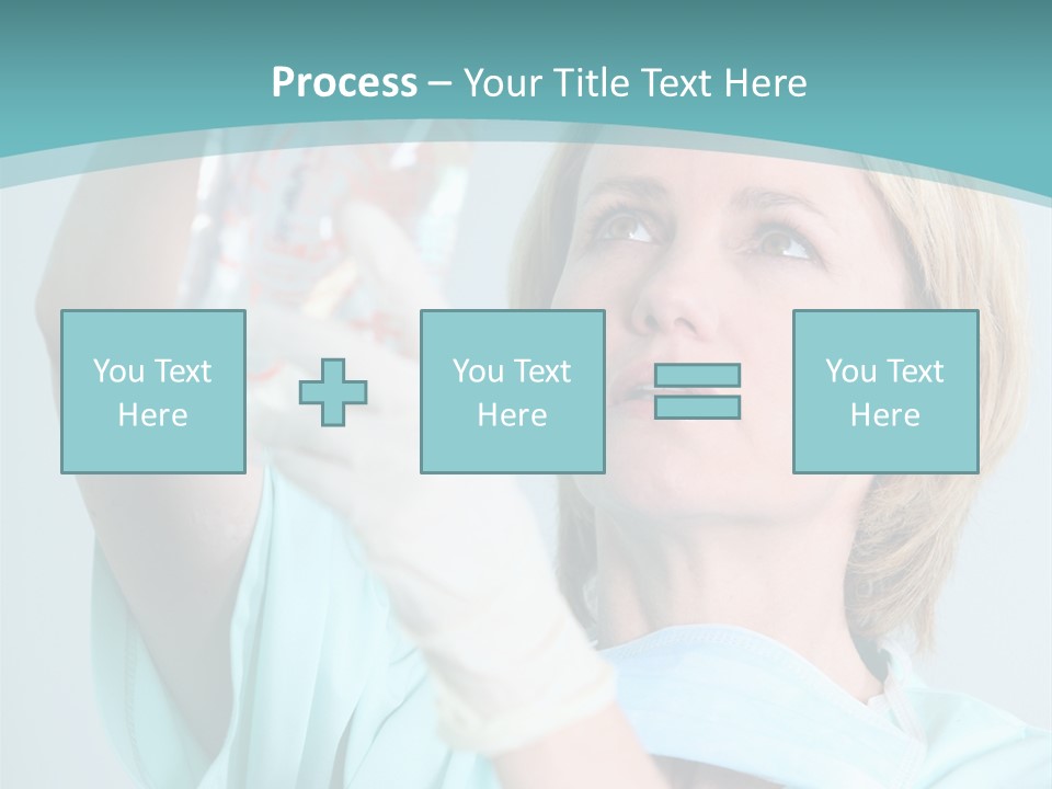 A Woman In A Blue Shirt Is Holding A Plastic Bag PowerPoint Template