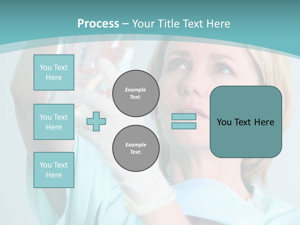 A Woman In A Blue Shirt Is Holding A Plastic Bag PowerPoint Template