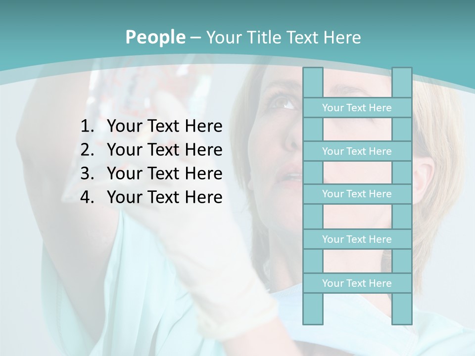 A Woman In A Blue Shirt Is Holding A Plastic Bag PowerPoint Template